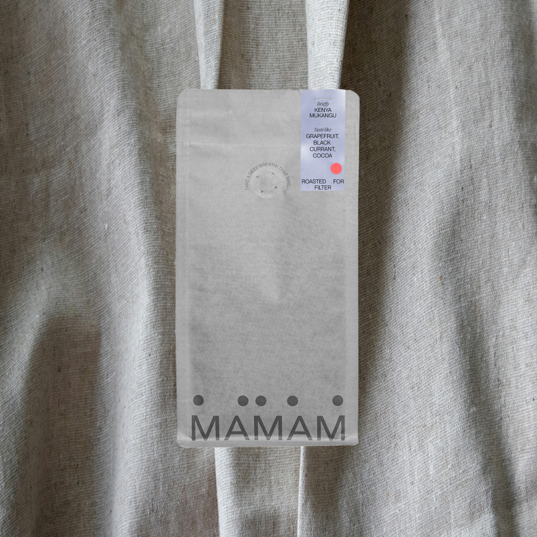 Bag of MAMAM Kenya Mukangu coffee for filter brewing